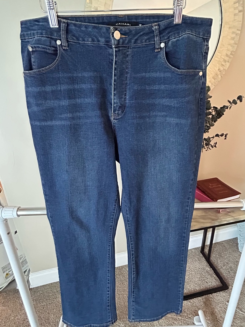 Tahari Women's Dark Indigo Straight Jeans